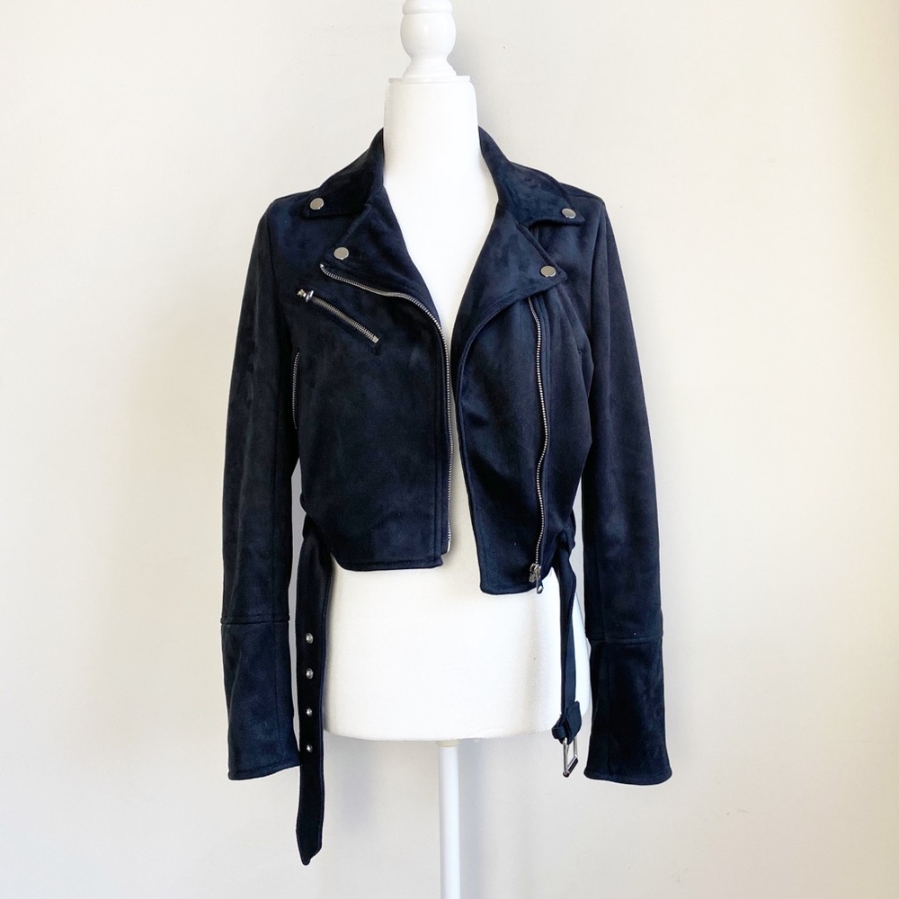 Pull&Bear 100% Polyester Black Moto Jacket Size M